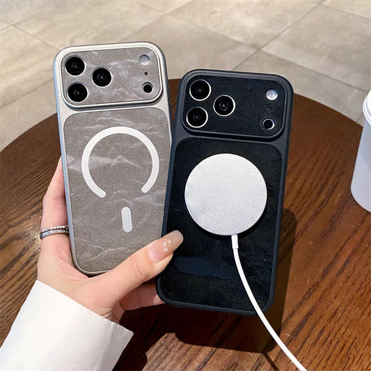 Luxury Solid Colors Large Window Leather Texture Magnetic Phone Case For iPhone