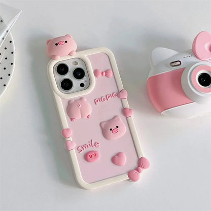 3D Cartoon Stereoscopic Love Pig Phone Case
