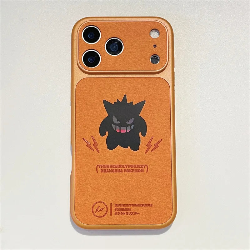 Anime Cartoon Ghost Gengar Laser Leather Texture Phone Case For iPhone