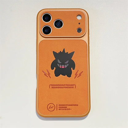 Anime Cartoon Ghost Gengar Laser Leather Texture Phone Case For iPhone