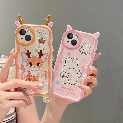 Cute Rubber Elk Ear Fairydust Eye Cartoon Phone Case