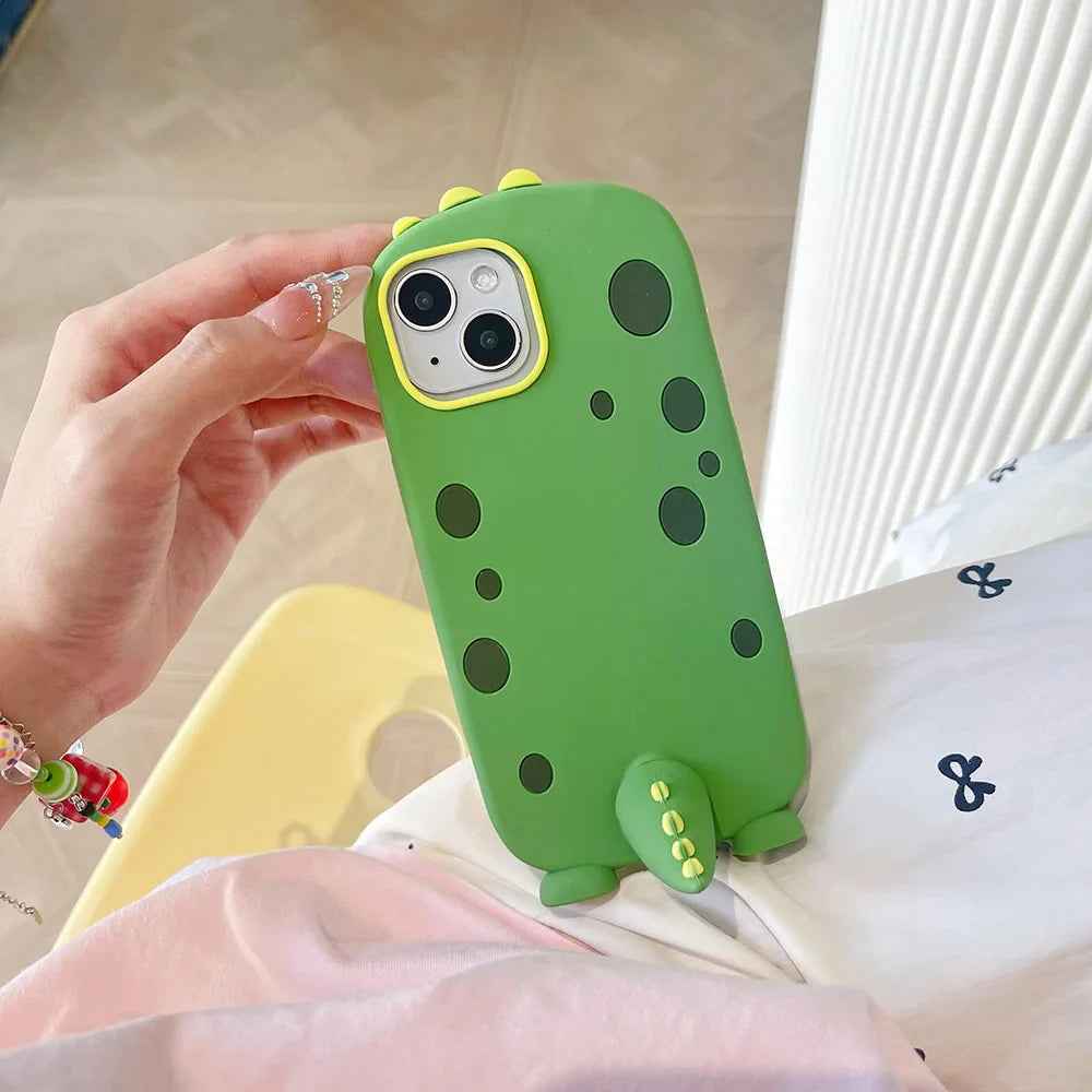 Funny Cute Dinosaur Tail Holder Rubber Soft Silicon Phone Case