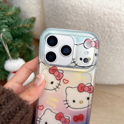 Cute Gradient Cartoon Love Hello Kitty Cat Phone Case For iPhone