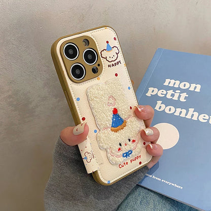 Cartoon Cute Towel Embroidered Dog Phone Case