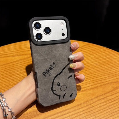 Cute Cartoon Pikachu Leather Texture Magnetic Phone Case For iPhone
