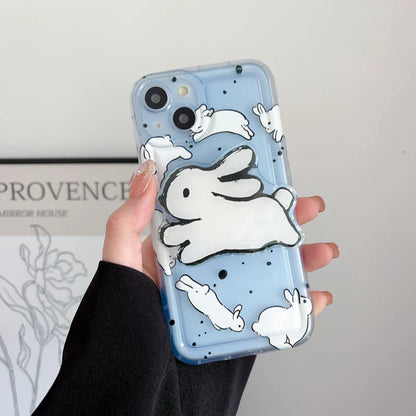 Run Rabbit Caroon Grip Tok Holder Soft Phone Case