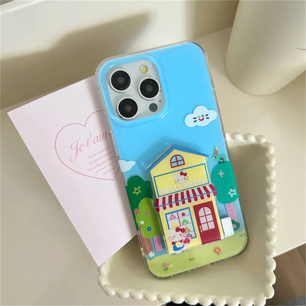 Kawaii Cartoon Hello Kitty Stand Holder Phone Case For iPhone