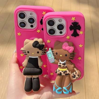 Leather Long Legs Hellokittys Mobile Phone Case Bracket Suitable For iPhone