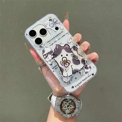Korean Cute Cartoon Cat Phone Case For iPhone