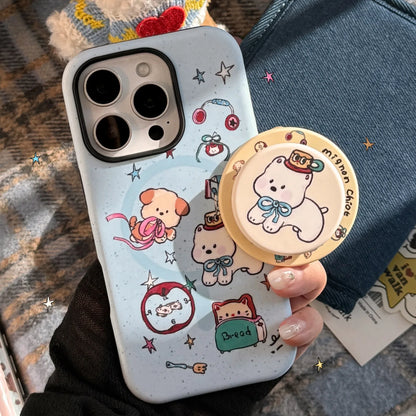 Splash-ink Cartoon Puppy Magnetic Holder Phone Case For iPhone