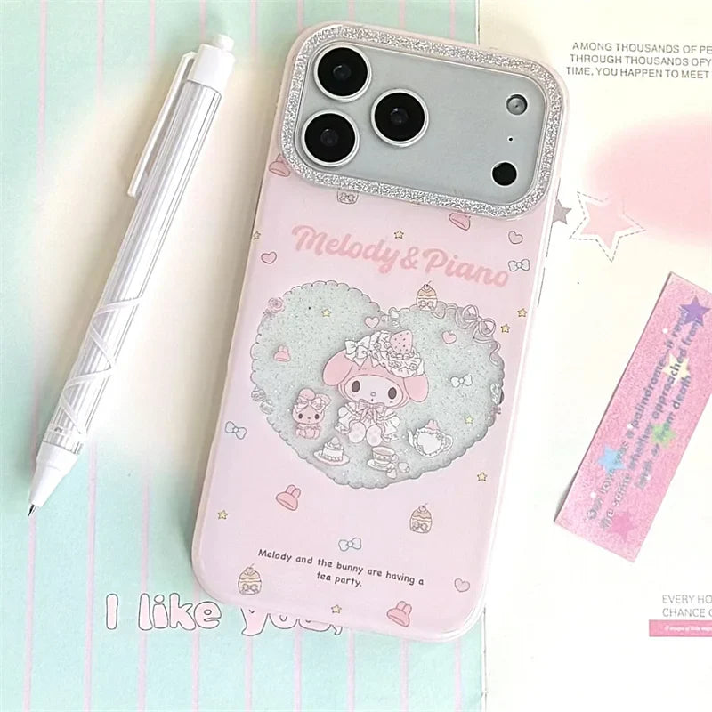 Fashion Pink Saniro Molody Flower Phone Case For iPhone
