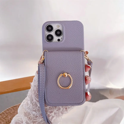 Makeup Mirror Flip Card Pocket Leather Case For iPhone