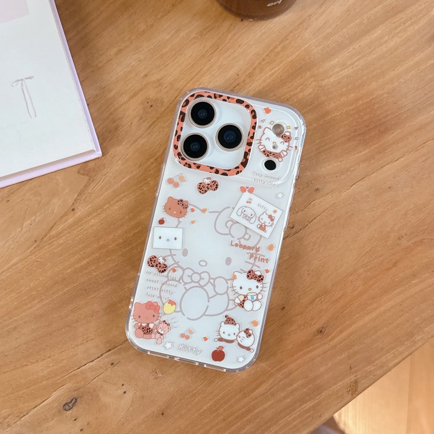 Double Layer White Background Leopard Print KT Is Suitable For iPhone