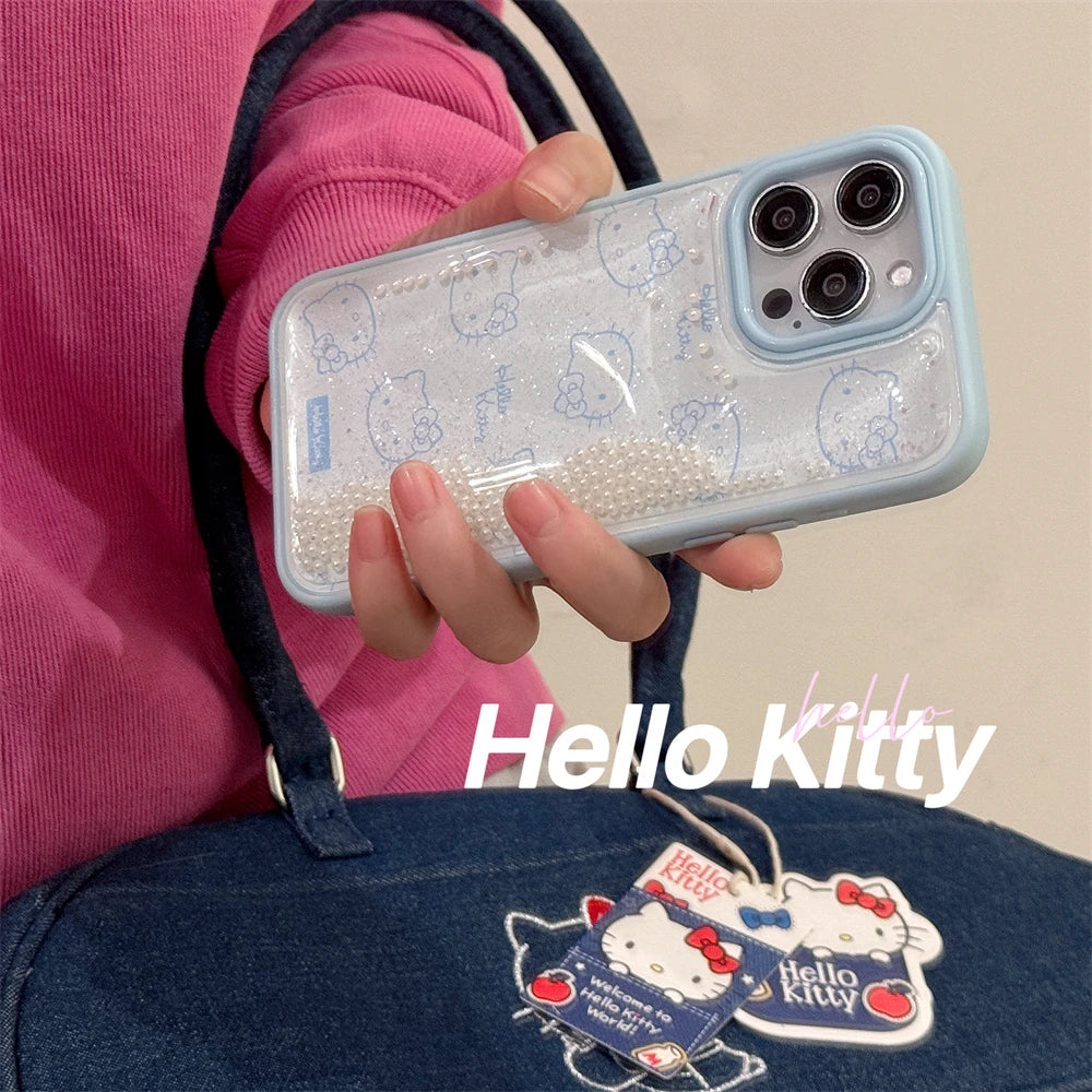 Cute Quicksand Pink Hello Kitty Phone Case