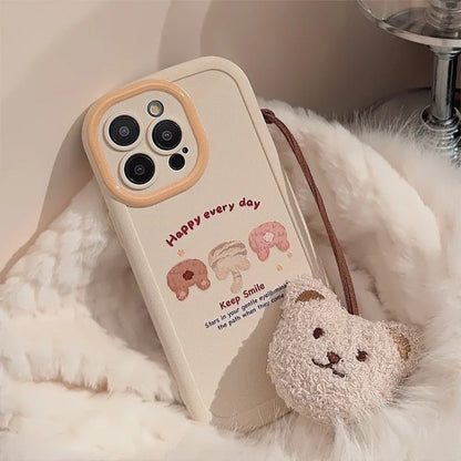 Cute Cartoon Phone Case With Bear Pendant For iPhone