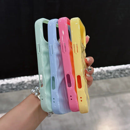 Candy Color Ripple Texture Glossy Phone Case For iPhone
