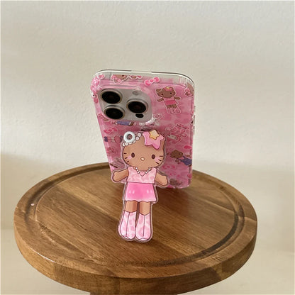 Fashion Pink Leopard Print Hello kitty Phone Case For iPhone