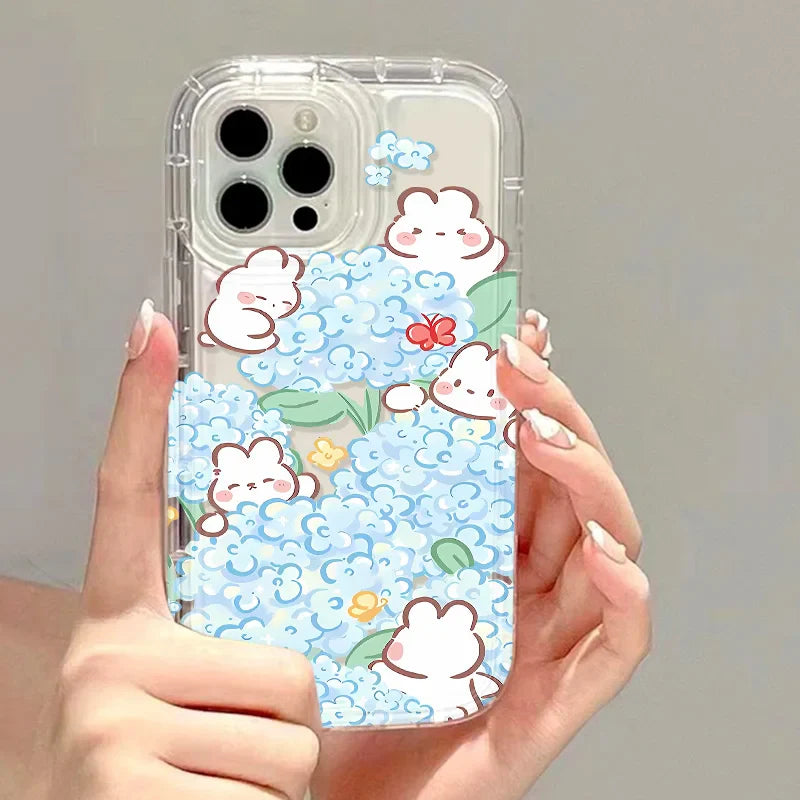 Cute Flower Rabbit Soft Protection Cover Transparent Phone Case
