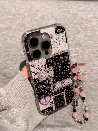 Sparkling Pink Star Splicing Floral Wristband Suitable For iPhone