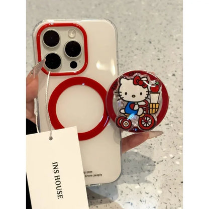 The Phone Case With The Cute Hello Kitty Magnetic Stand is Suitable For iPhone