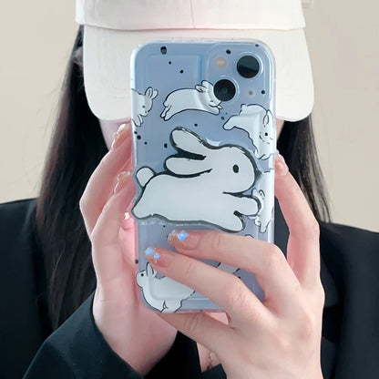 Run Rabbit Caroon Grip Tok Holder Soft Phone Case