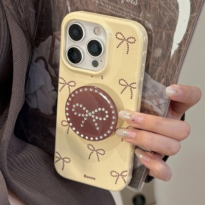 Korean Cartoon Full Screen Bowknot Bracket Soft Phone Case For iPhone