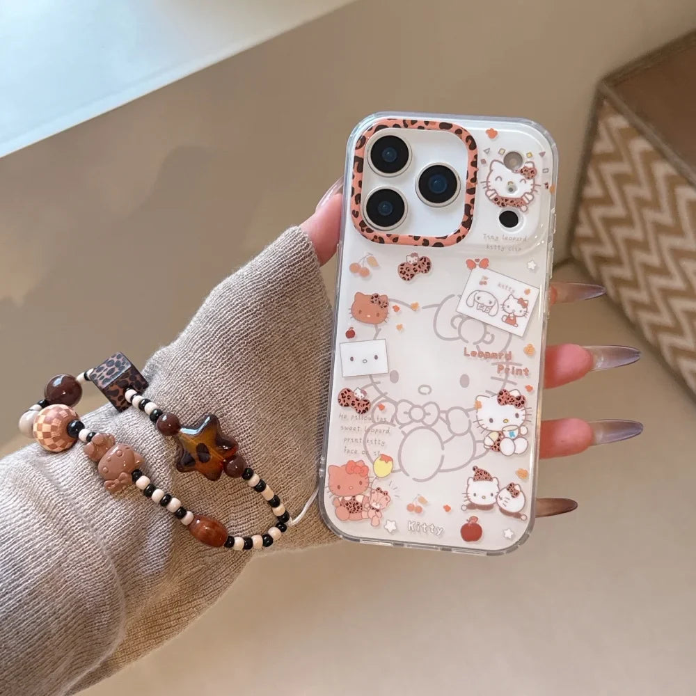 Double Layer White Background Leopard Print KT Is Suitable For iPhone