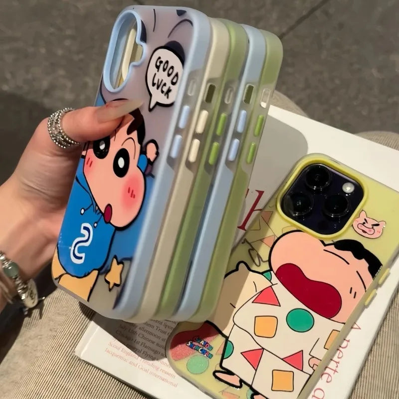 Kawaii Crayon Shin-chan iPhone Case Anime Sanding Shockproof For iPhone