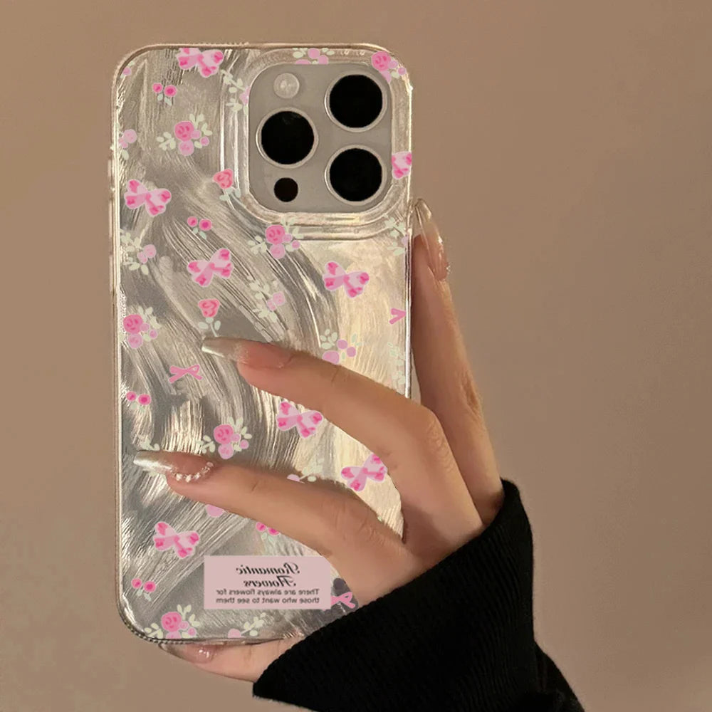 Luxury Laser Pink Rose Phone Case