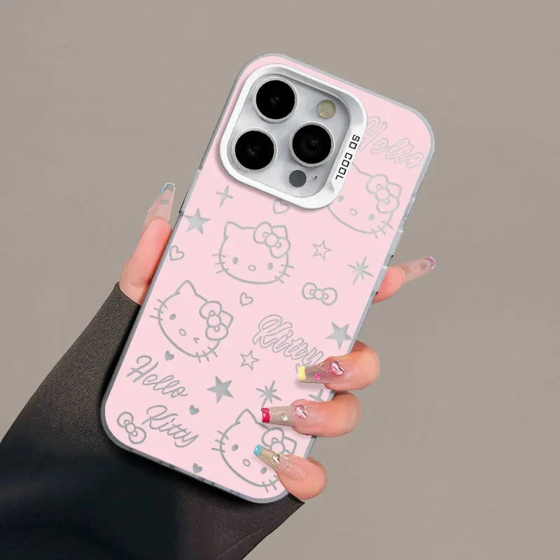 Kawaii Hello Kitty Phone Protective Case Miniso Anime Lovely Girl Good-Looking Full Screen Powder