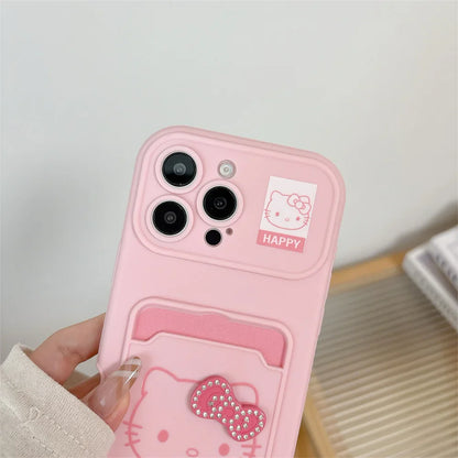 Crossbody Lanyard Hello Kitty Slot Card Bag Phone Case For iPhone