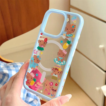 Sanrio Hello Kitty Bikini Surf Dolphin Clear Phone Case For Magsafe iPhone