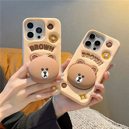 Cute 3D Cartoon Brown Bear Phone Case