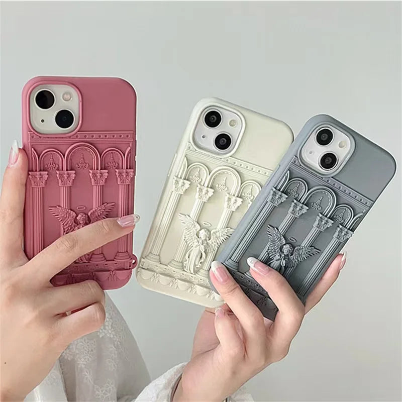 Literature Trendy Retro Artwork 3D Angel Statue Phone Case