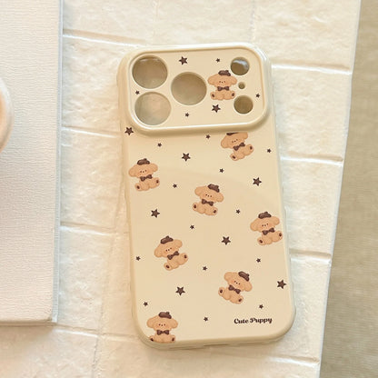 Korean Cartoon Puppy Stars Pattern Soft Phone Case For iPhone