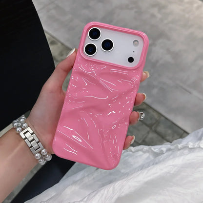 Candy Color Ripple Texture Glossy Phone Case For iPhone