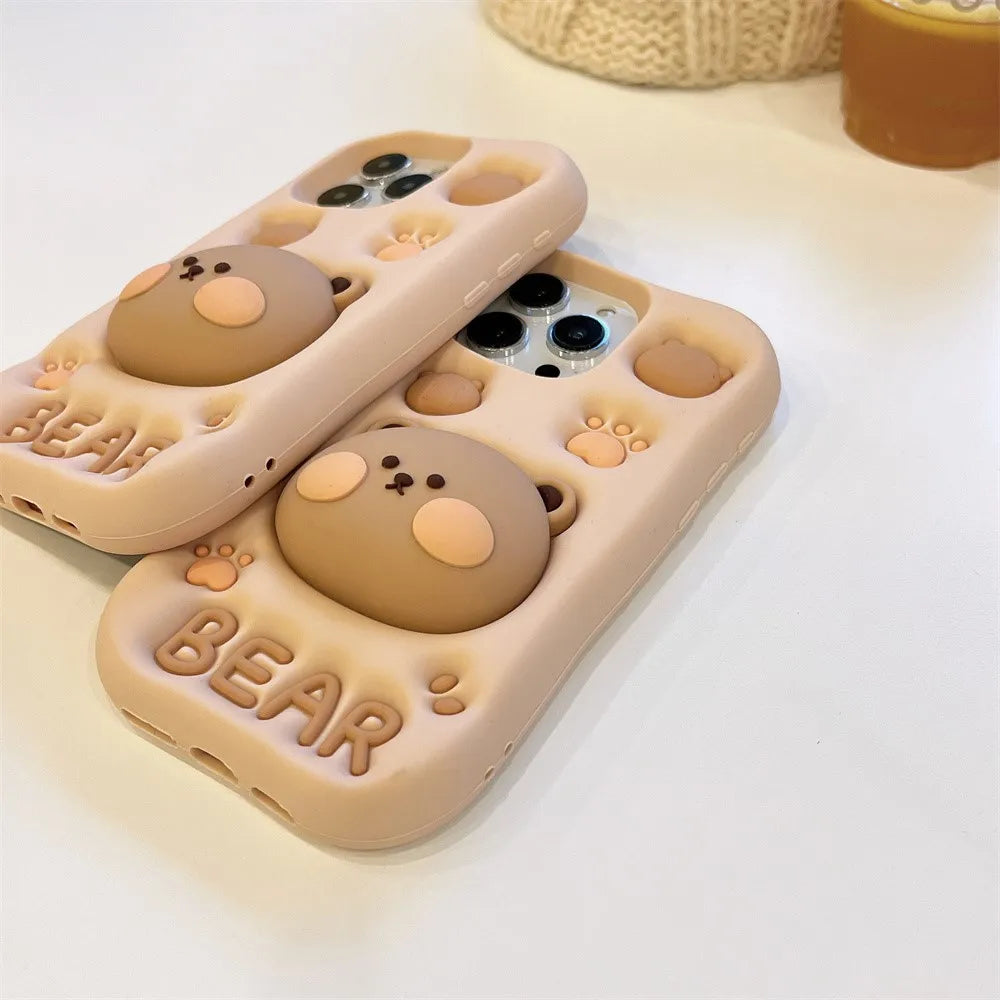 Cute Cartoon Bear Holder Phone Case
