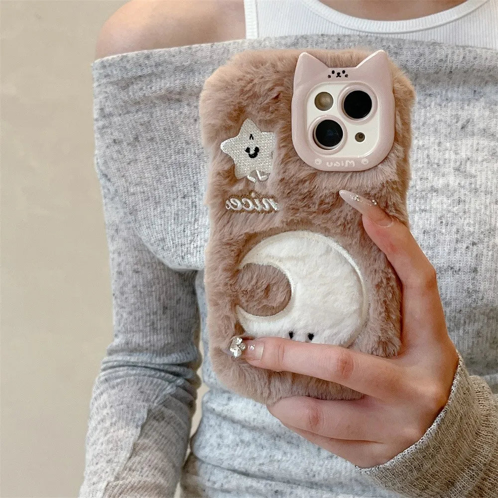Soft Plush Cute Star Moon Phone Case