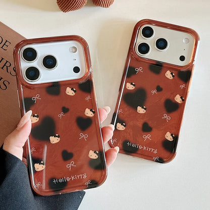 Luxury Cute All Inclusive Brown Bottom Leopard Print Bow Kitty Case Phone  For iPhone