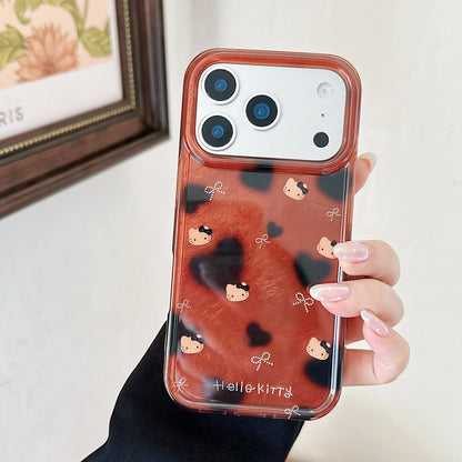 Luxury Cute All Inclusive Brown Bottom Leopard Print Bow Kitty Case Phone  For iPhone