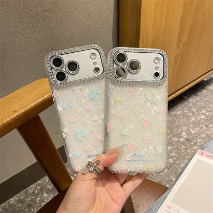 Luxury Bowknot Flowers Shell Pattern Phone Case For iPhone