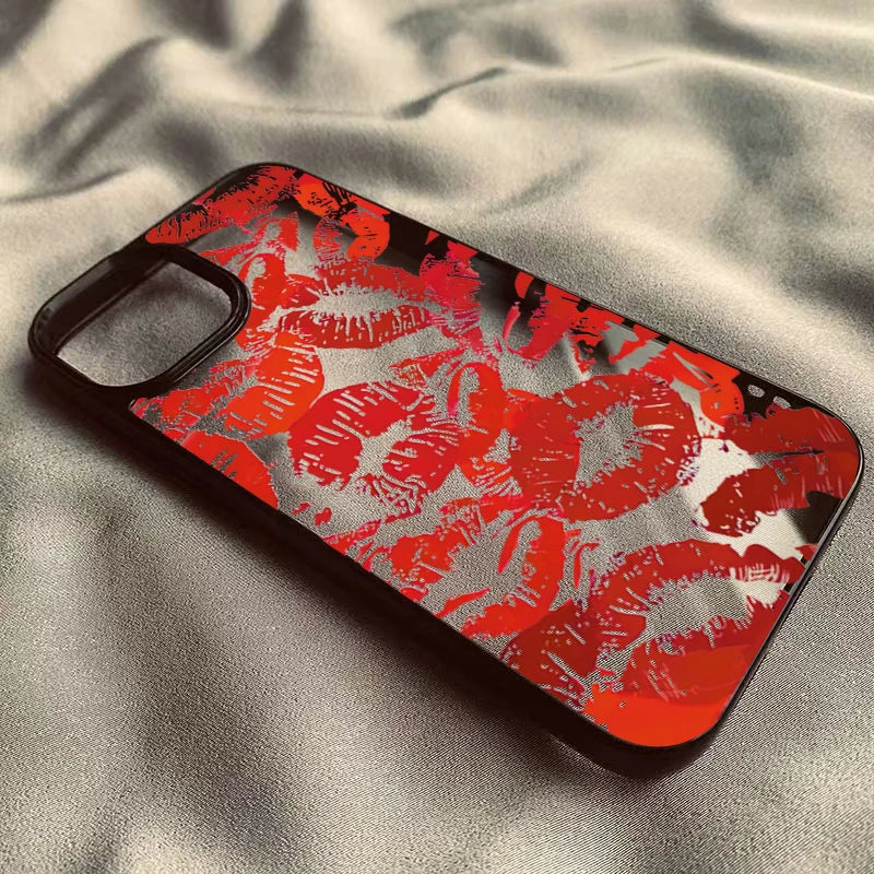 Red Lips Design Couple Acrylic Phone Case