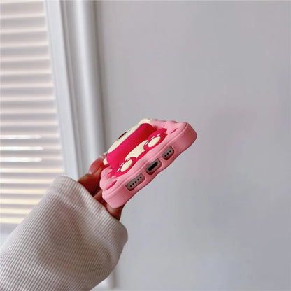 Lotso Strawberry Bear Cheese Face Holder Grip Tok Cartoon Silicon Soft Cover Phone Case