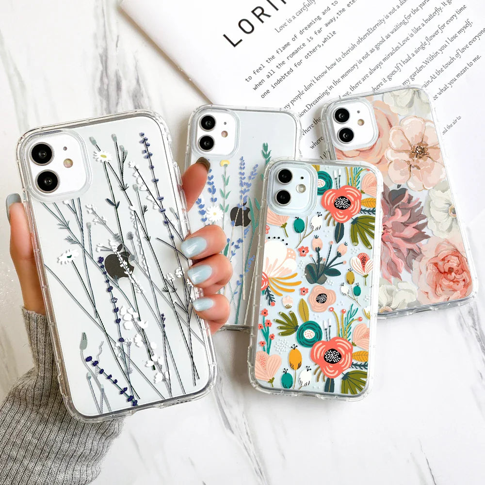 Transparent Flower Phone Case For iPhone