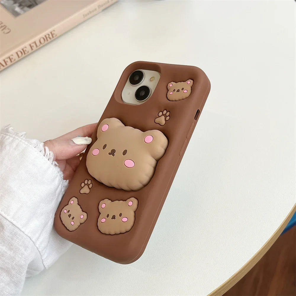 Cartoon Cute Bear Holder Phone Case