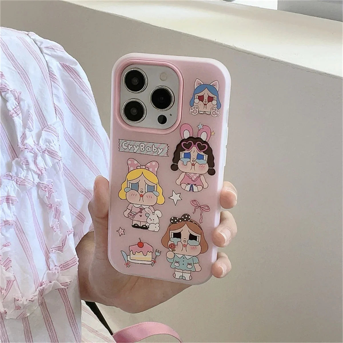 Fashion Cute Pink Cry Girl Phone Case For iPhone