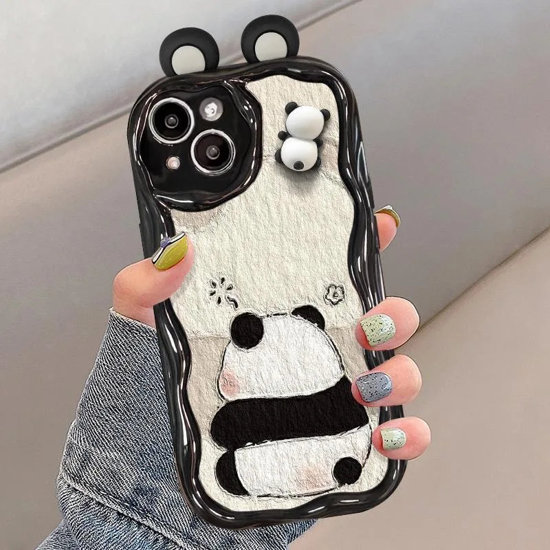 Funny Panda Toy Cartoon Ear Wave Soft Phone Case