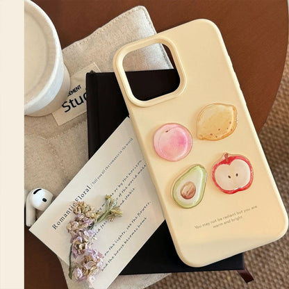 Korean 3D Fruit Graffiti Sticker Phone Case For iPhone