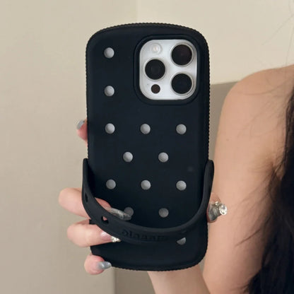 Creative Slipperas Diy For Crocs Charms Silicone Case Breathable, Shockproof , Soft Cover For iPhone