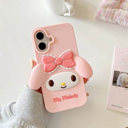 3D Kawaii Cartoon Pink Bowknot My Melody Phone Case For iPhoneCover